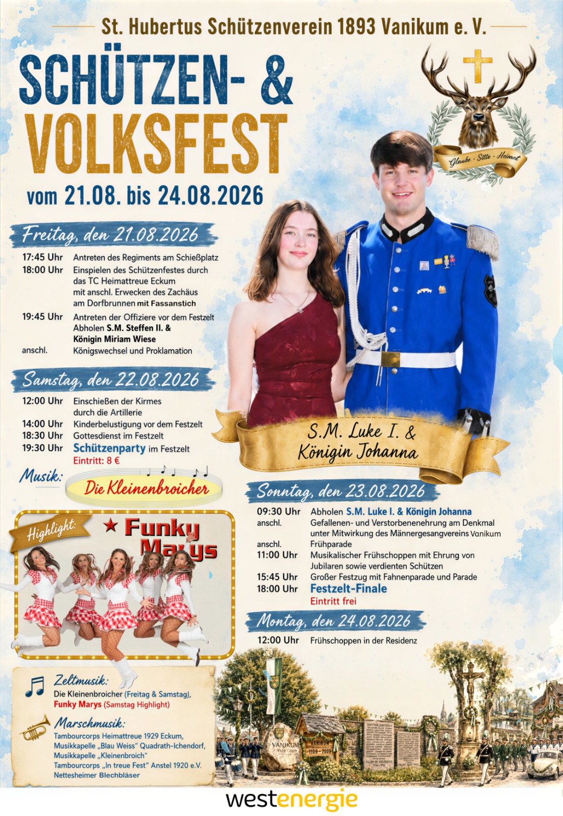 Plakat mit dem Programm des Schützen- und Volksfestes 2026