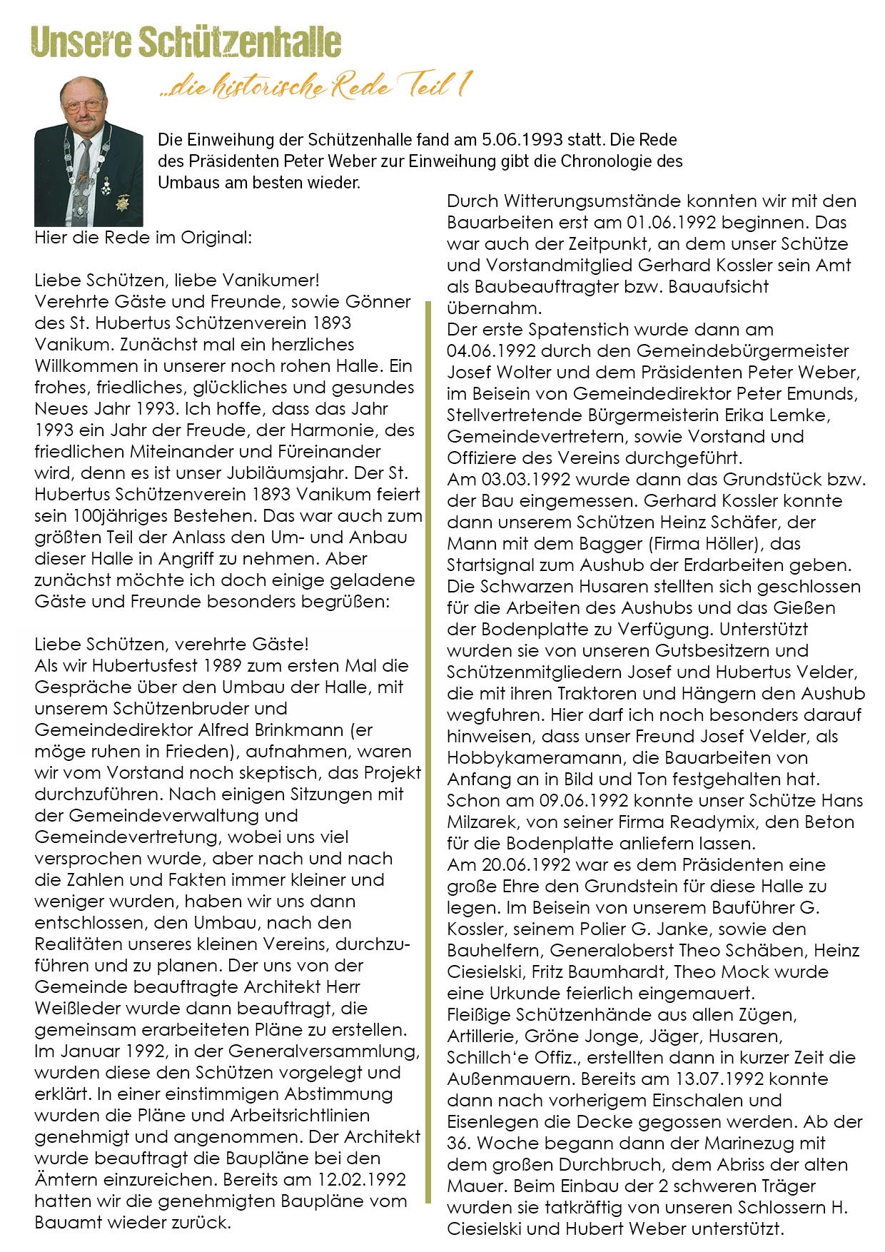 Originalseite 2 aus der Chronik der Schützenhalle
